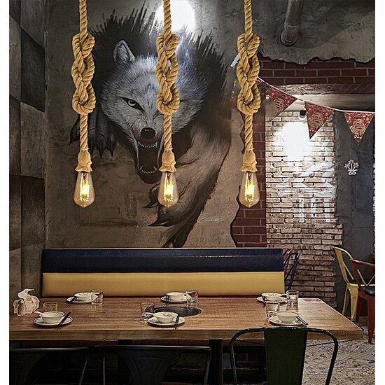 Homelighting Maya SE 147-27 - Lampe suspendue élégante en corde naturelle
