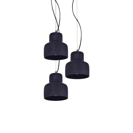Homelighting Myra SE 153-125-3 - Vintage zwarte beton hanglamp voor sfeervolle verlichting
