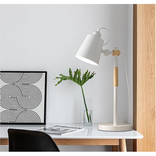 Homelighting YQ-25110 SAM WHITE METAL-WOOD TABLE LAMP - Modern design for any space
