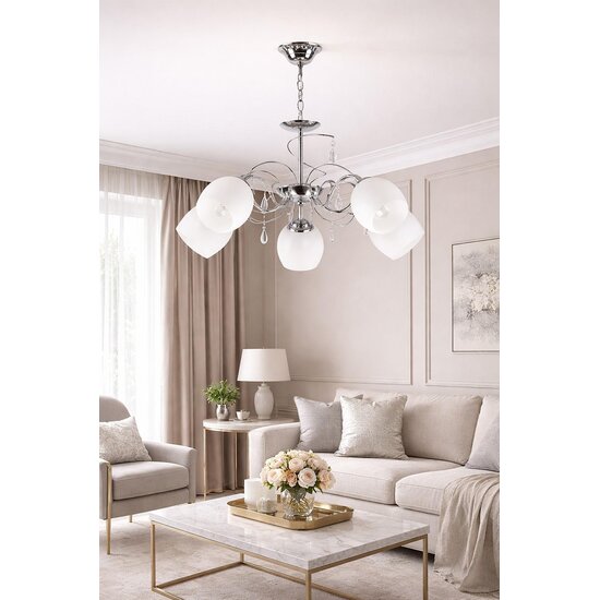Homelighting Ferrow KQ 2221/5 - Élégante suspension en métal avec verre opale