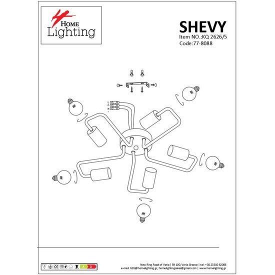 Homelighting Shevy KQ 2626/5 - Modern ceiling lamp for stylish lighting