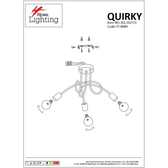 Homelighting Quirky KQ 2627/3 - Antike Bronze-Deckenlampe für einen modernen Look