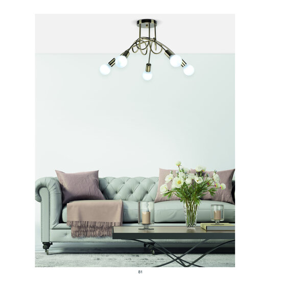 Homelighting Quirky KQ 2627/5 - Lámpara de techo de bronce antiguo para un toque moderno