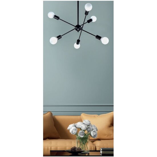 Homelighting Gwen KQ 2629/6 - Moderne schwarze Pendelleuchte für stilvolle Beleuchtung