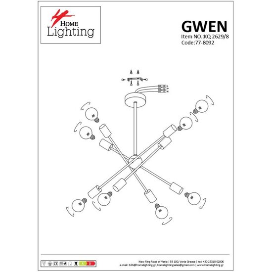 Homelighting Gwen KQ 2629/8 - Lámpara colgante blanca moderna para una iluminación elegante