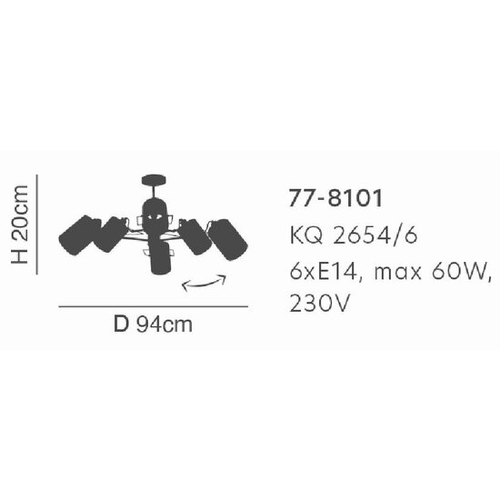 Homelighting Shiro KQ 2654/6 - Stylish metal wall lamp for any room
