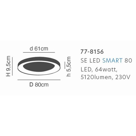 Homelighting Amaya SE LED 80 - Plafonnier intelligent blanc moderne