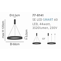 Homelighting Amaya SE LED 60 - Modern black smart pendant lamp
