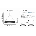 Homelighting Amaya SE LED 80 - Moderne schwarze Smart Pendelleuchte