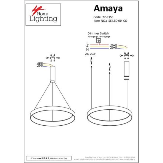 Homelighting Amaya SE LED 80 - Moderne koperen hanglamp voor sfeervolle verlichting