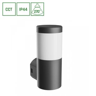 STELLA COLUMN WALL GU10 6W CCT 230V 270DEG IP44 IK08 100X120X245MM BLACK ROUND FACADE LAMP