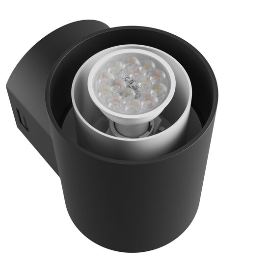Spectrum LED STELLA COLUMN WALL GU10 6W CCT 230V 270DEG IP44 IK08 100X120X245MM BLACK ROUND FACADE LAMP - Perfect voor moderne gevelverlichting