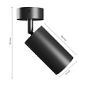 Spectrum LED SQUALLA VARIOSA GU10 SCONCE 230V IP20 55x100x165MM BLACK ROUND - Perfecte wandverlichting voor elke ruimte