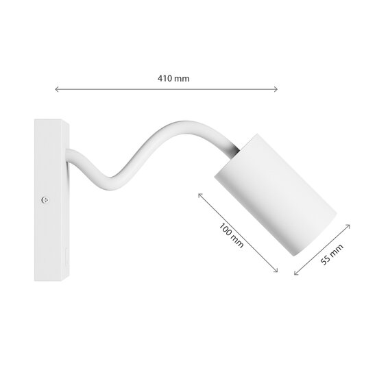 Spectrum LED SQUALLA VARIOSA FLEXI SWITCH GU10 SCONCE 230V IP20 55x100x410MM WHITE ROUND - Perfecte wandverlichting voor elke ruimte