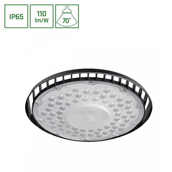 Spectrum LED PLATEO SUN 4 HIGH BAY 205W NW 230V 70DEG IP65 IK06 303X90MM BLACK - Idéal pour l'éclairage industriel