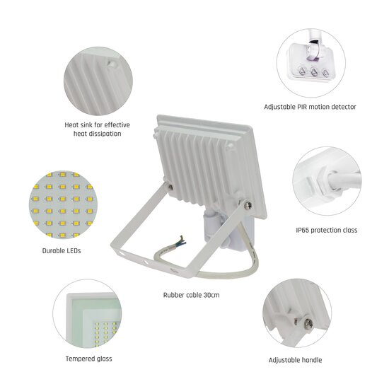 Spectrum LED NOCTIS LUX 3 FLOODLIGHT 30W WW 230V IP44 - Iluminación exterior ideal con sensor PIR