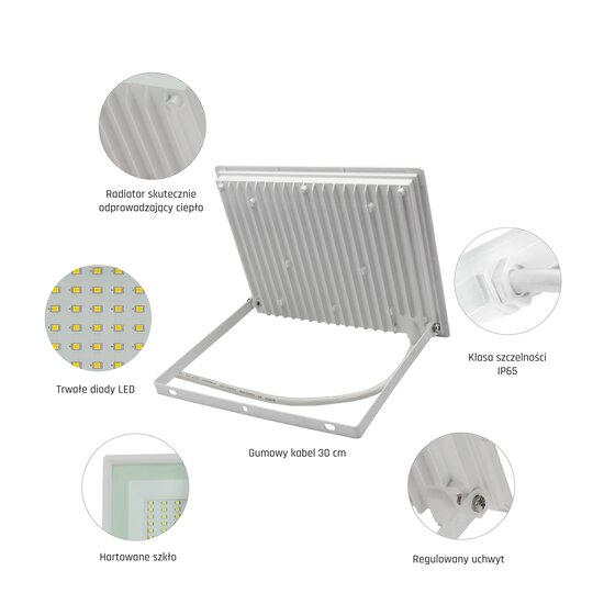 Spectrum LED NOCTIS LUX 3 FLOODLIGHT 100W CW 230V IP65 270X210X27MM WHITE - Iluminación ideal para espacios exteriores