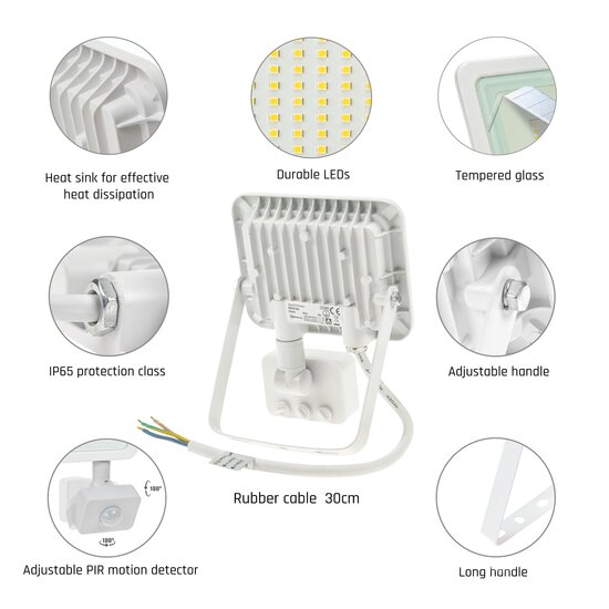 Spectrum LED NOCTIS LUX 2 SMD 230V 20W IP44 WW WHITE WITH SENSOR - Iluminación perfecta con sensor de movimiento