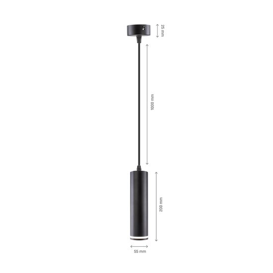 Spectrum LED MADARA MINI RING GU10 SUSPENDED BASE 230V IP20 FI55*200MM BLACK - Lampe suspendue idéale pour intérieurs modernes