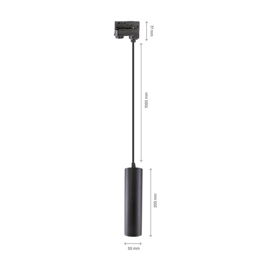 Spectrum LED MADARA MINI II GU10 SUSPENDED FOR TRACK 3F 230V IP20 FI55*200MM BLACK - Ideal lighting for any space