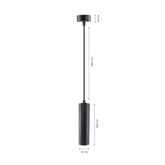 Spectrum LED MADARA MINI II GU10 SUSPENDED BASE 230V IP20 FI55*200MM BLACK - Lampe suspendue idéale pour les intérieurs modernes