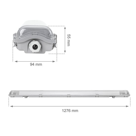 Spectrum LED LIMEA LED TUBE TRI PROOF FIXTURE 2X120CM IP65 - Éclairage durable pour tous les environnements