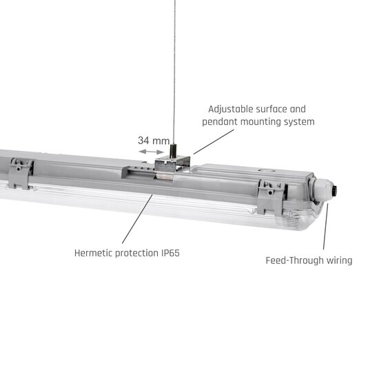 Spectrum LED LIMEA LED TUBE TRI PROOF FIXTURE 2X150CM IP65 - Éclairage durable pour tous les environnements