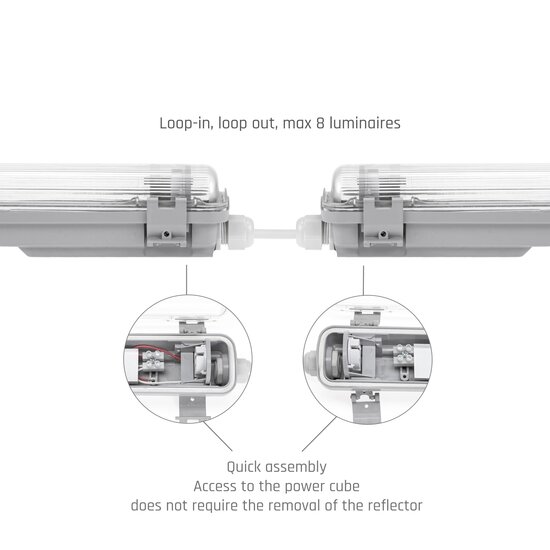 Spectrum LED LIMEA LED TUBE TRI PROOF FIXTURE 1X60CM IP65 - Éclairage durable pour tous les espaces