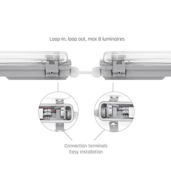 Spectrum LED LIMEA LED TUBE TRI PROOF FIXTURE 1X120CM IP65 - Éclairage durable pour tous les environnements