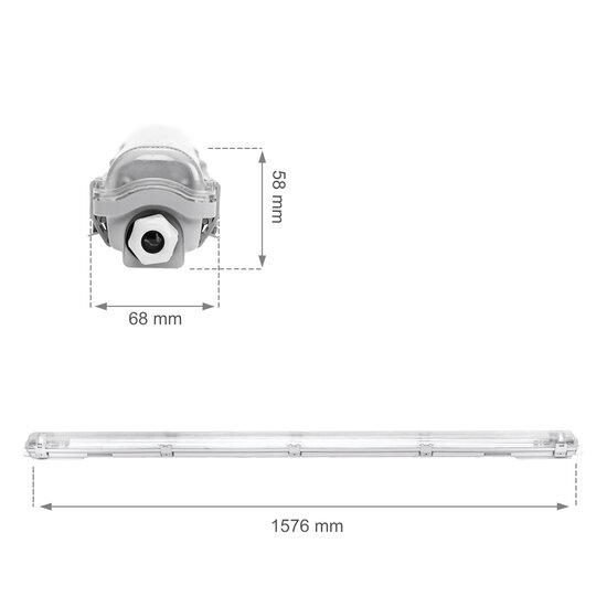 Spectrum LED LIMEA LED TUBE TRI PROOF FIXTURE 1X150CM IP65 - Éclairage durable pour tous les environnements