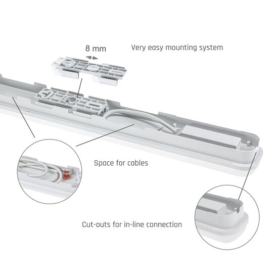 Spectrum LED LIMEA GO HERMETIC 600mm 25W CW 230V - Éclairage idéal pour les espaces industriels
