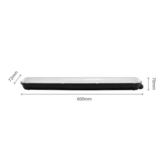 Spectrum LED LIMEA GIGANT HERMETIC 600MM 20W NW 230V 120DEG IP65 IK09 600X72X70MM BLACK - Éclairage idéal pour les espaces industriels