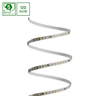 LED STRIP 2835 24V 128LED 10W/m 1200lm/m WW 8mm IP20 5YR 5m roll
