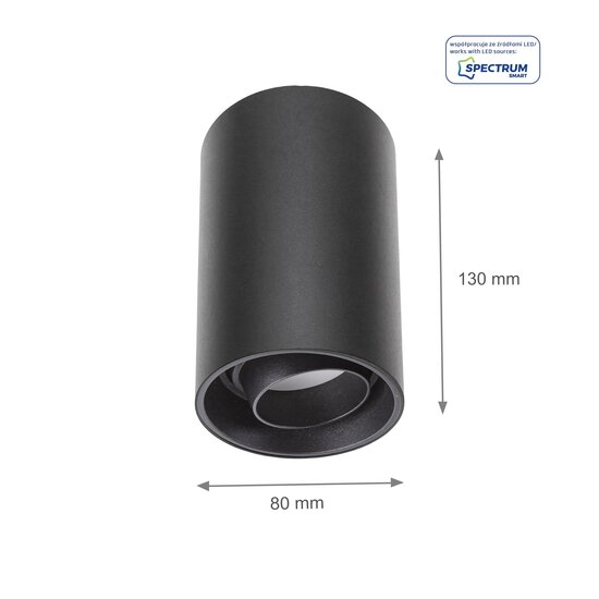 Spectrum LED CHLOE SPOT GU10 SURFACE IP20 ROUND BLACK ADJUSTABLE - Ideal für moderne Räume