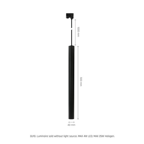Spectrum LED CHLOE SLIM GU11/MR11 SUSPENDED FOR TRACK 3F 250V IP20 40X500+1M WIRE, BLACK, ADJUSTABLE BEAM ANGLE - Perfect lighting for any space