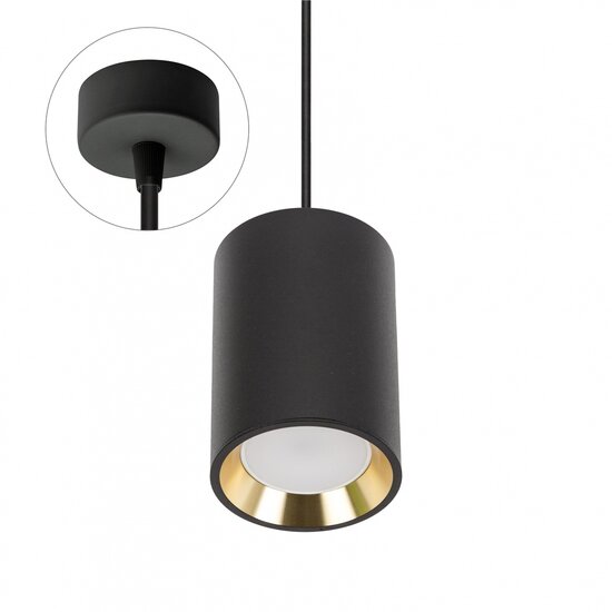 Spectrum LED CHLOE GU10 MINI SURFACE MOUNTED GU10 250V IP20 70X100MM BLACK, GOLD INSIDE ROUNDED PENDANT - Create a cozy ambiance in your space