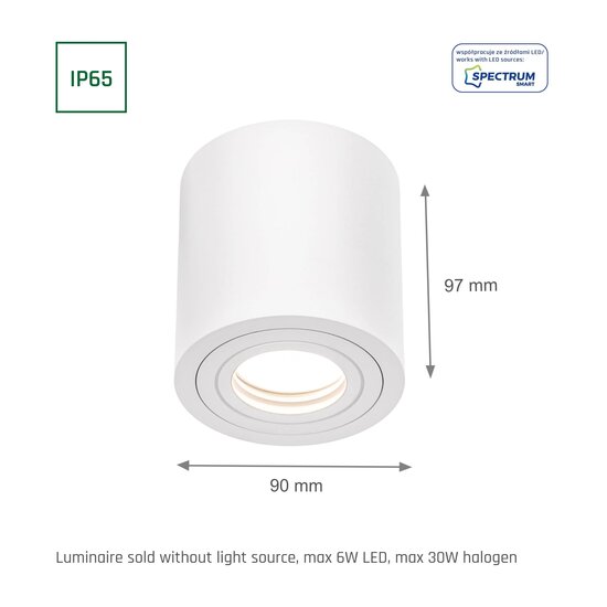 Spectrum LED CHLOE GU10 IP65 ROUND WHITE - Éclairage parfait pour chaque espace