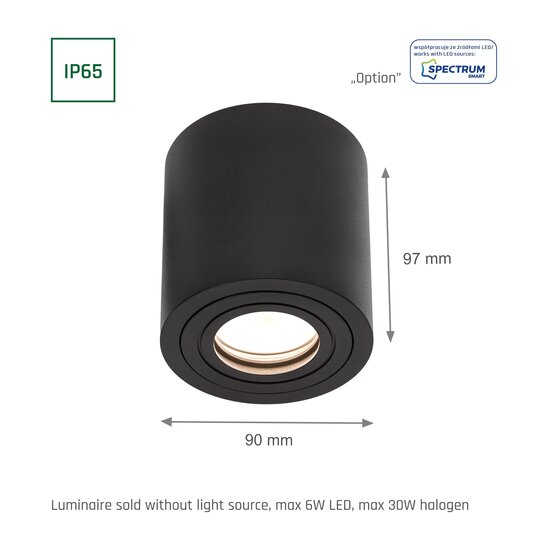 Spectrum LED CHLOE GU10 IP65 ROUND BLACK - Perfecte verlichting voor elke ruimte