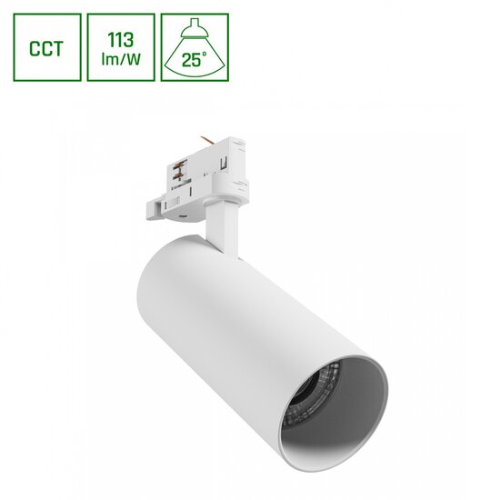 Spectrum LED ANDROMEDA PRIME TRACKLIGHT 3F 3CCT 24W 230V 25deg IP20 di.76x177x228mm WHITE SPECTRUM - Perfecte verlichting voor elke ruimte
