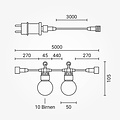Optonica Black Outdoor String Light With Bulbs 10pc 5M + 3M Cable - Schaffen Sie eine gemütliche Außenatmosphäre