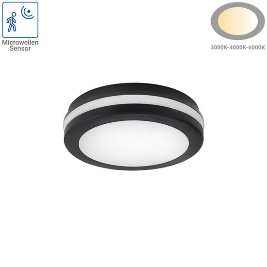 Optonica LED Outdoor Ceiling Light Black 20W CCT IP65 - Ideal für Außenbereiche
