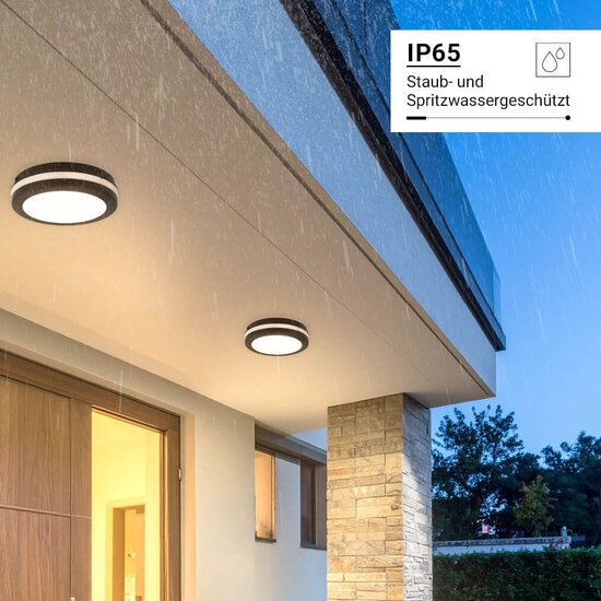 Optonica LED Outdoor Ceiling Light Black 20W CCT IP65 - Ideal für Außenbereiche