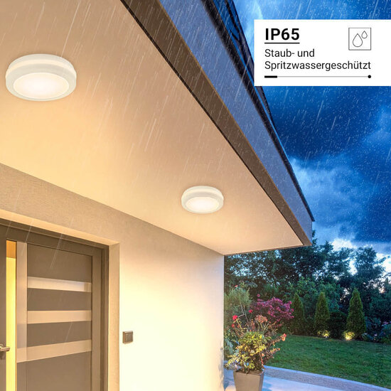 Optonica LED Outdoor Ceiling Light White 20W CCT IP65 - Ideal für Außenbereiche