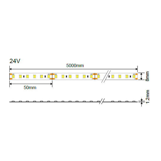 Optonica LED Strip 2835 24V Non-Waterproof Professional Edition - Crea la atmósfera perfecta con luz blanca cálida