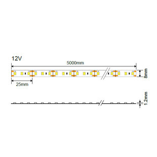 LED Strip 12V 2835 Non-Waterproof 5mm