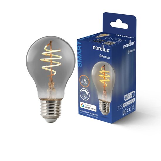 Nordlux Smart E27 - A60 - 1800 Kelvin - 100 Lumen - Light Bulb - Smoked - Creëer een gezellige sfeer met dimbare verlichting