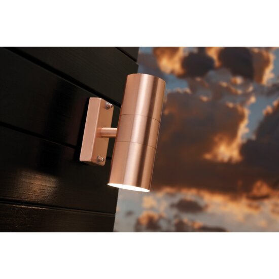 Nordlux Tin Double - Aplique de pared - Cobre - Iluminación exterior elegante para cualquier entrada