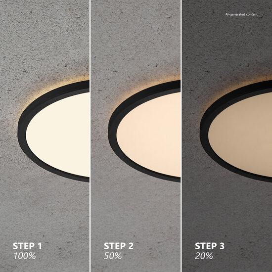 Nordlux Oja 60 - 2700K - 3-Step - Lámpara de Techo - Negra - Crea la atmósfera perfecta con iluminación regulable