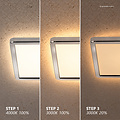 Nordlux Oja 29 Square - IP54 3000/4000K - 3-Step - Lámpara de techo - Cromo - Lámpara de techo moderna y minimalista con temperatura de color ajustable.