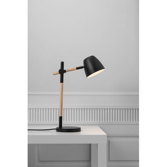 Nordlux Theo | Lámpara de mesa | Negra - Diseño moderno con elementos naturales